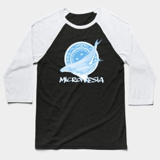 Humpback Whales on Micronesian flag Baseball T-Shirt